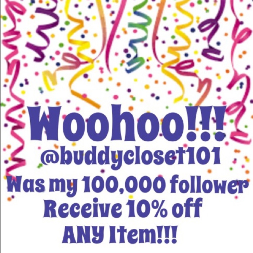 Thanks for being follower #100,000 @buddycloset101